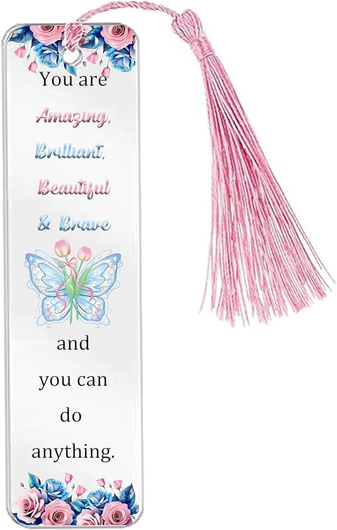 Inspirational Gifts for Women Girls Birthday Gift for Best Friends Sister Niece Daughter Cousin Besties Wife Personalised Acrylic Butterfly Plaques Bookmarks Set Flower Encourage Keepsake Colleague