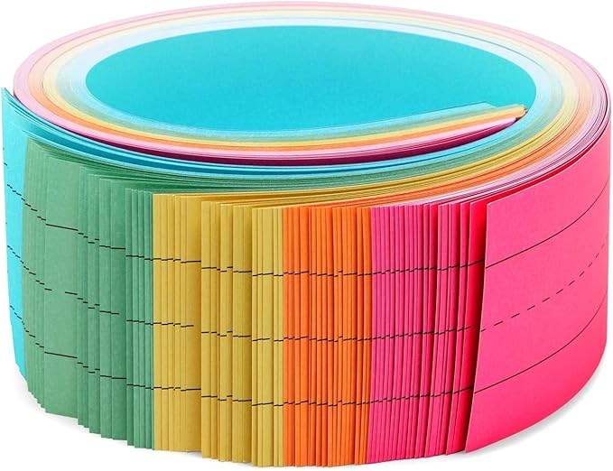 Juvale Colored Sentence Strips for Teacher Supplies, Classroom, Lined Paper Borders for Writing Words (5 Colors, 3 x 24 Inch) - 100 Pack