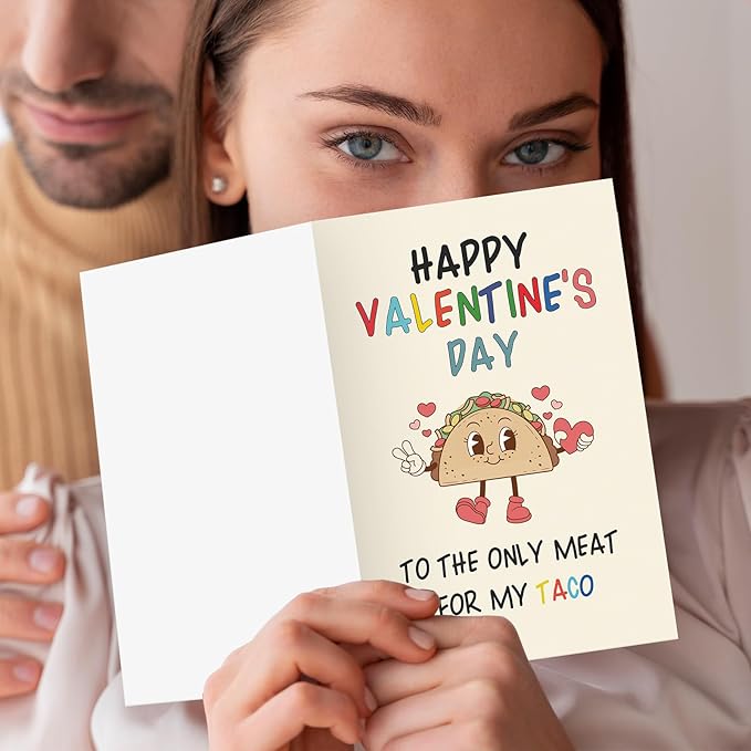 Funny Valentines Day Card Gifts for Him Boyfriend, Naughty Valentine's Day Gifts for Men, Unique Valentines Day Cards for Husband, Taco Vday Cards