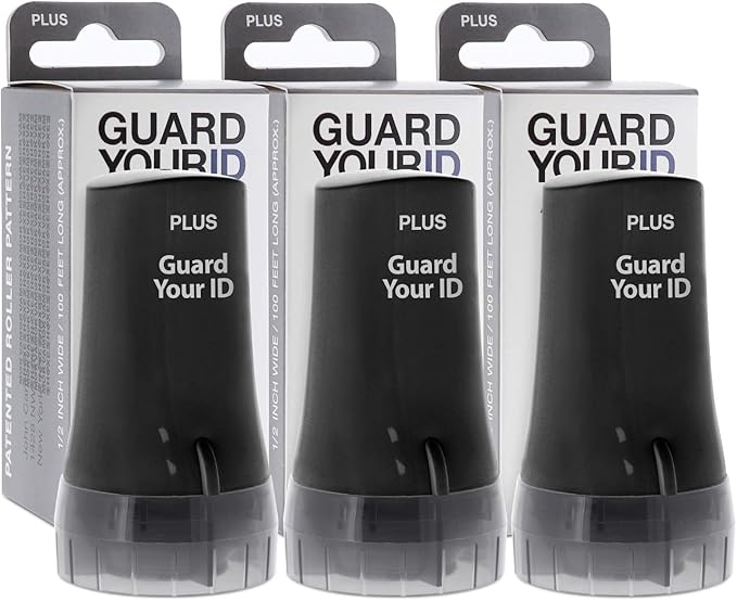 Guard Your ID Advanced 2.0 Rollers Identity for Theft Address Eraser and Security Prevention (Regular 3-Pack, Black)
