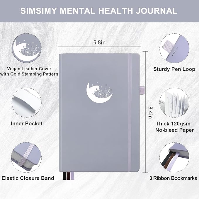 Mental Health Journal, 91-Day Self Care Journal for Women Men, Guided Anxiety & Stress Relief Journal with Mood Tracker, Cognitive Behavioral Therapy Journaling with Mental Health Coloring Pages & Dream Journal
