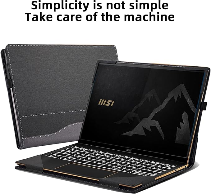 Laptop Cover for MSI Summit E13 Flip Evo Professional Laptop A11MT-022 /Summit E13 Flip Evo A12M / E13 FlipEvo A13MT 13" PU Leather Inside Pocket Cover (Gray)