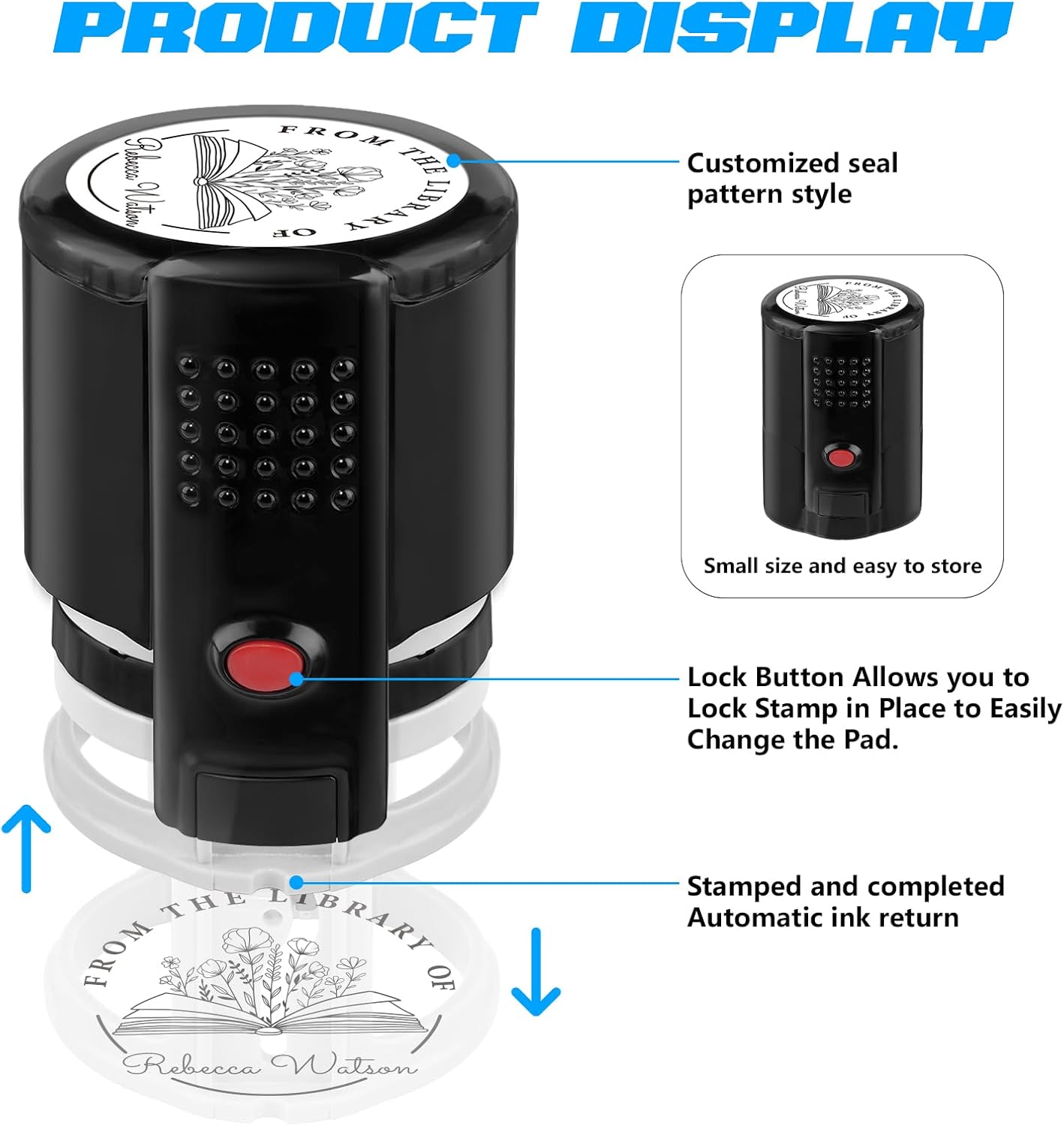 Custom Self-Inking Stamps | Personalized Book Stamp Gift for Book Lovers | 5 Ink Colors (Style02)