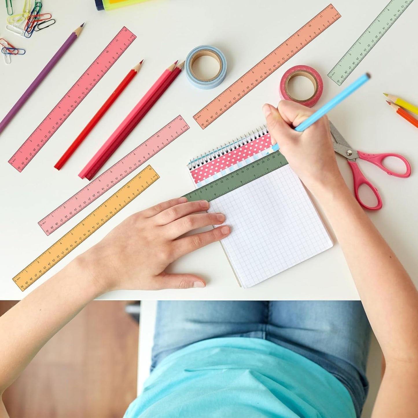 Panelee 306 Pcs 12 Inch Plastic Ruler Color Transparent Colorful Metric Clear Ruler with Inches and Centimeters for Kids School Home Classroom Office Back to School Gifts Supplies