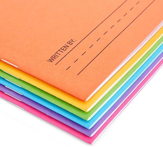 Bright Creations 6 Pack of Blank Books for Kids to Write Stories, Make your Own Comic, Journal, or Book, Paperback (6 Colors, 12 Sheets/24 Pages, 5.5x8.5 in)