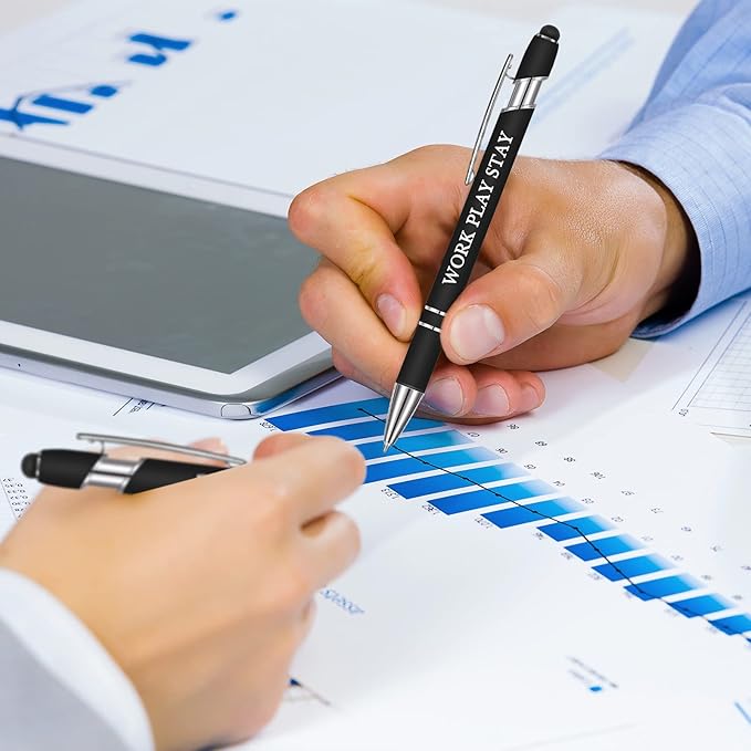 Zonon 12 Pieces Inspirational Pens Bulk Easter Basket Stuffers Motivational Quotes Ballpoint Pens with Stylus Tip Inspirational Gifts for School Office Teachers(Black,Motivational Style)