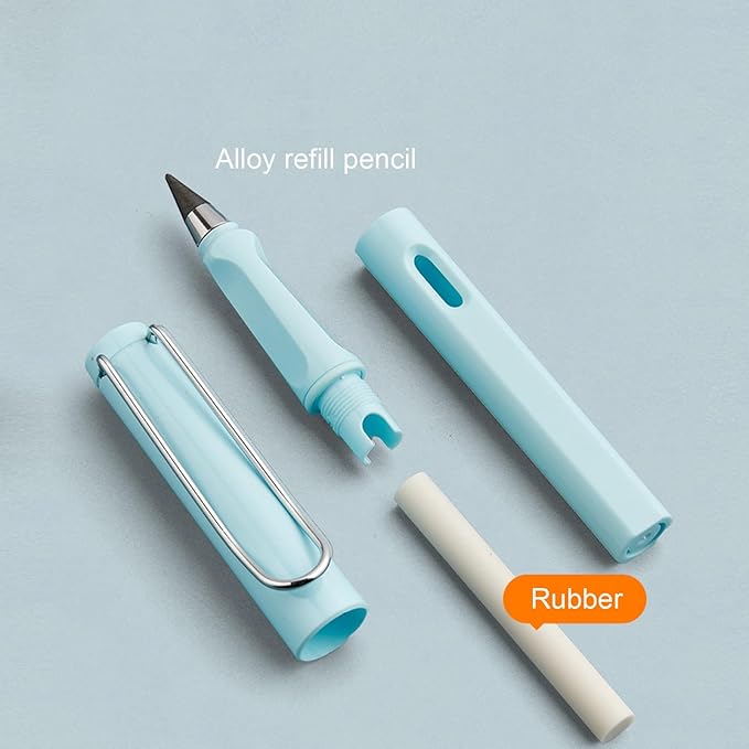 Infinity Forever Pencil Christmas Gift - 0.7mm Infinite Everlasting Metal Inkless Pencils Set with Eraser , No Need Sharpened, Replace Mechanical Pen for Drawing and Writing(6 Pens +6Replacement Tips)