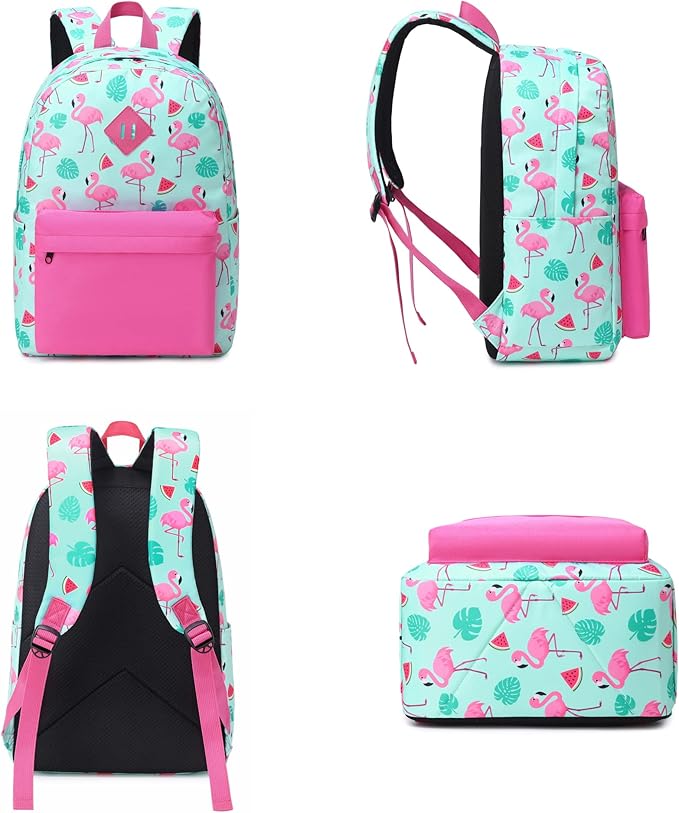 Flamingo School Backpack for Teens Girls, Womens College Bookbags Kids School Bags Laptop Backpacks