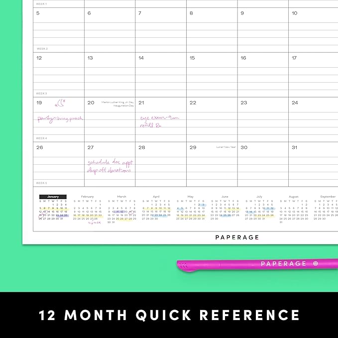 PAPERAGE Calendar 2025-12 Month, (Black), 3 Pack, Minimalist Wall and Desk Calendar with Monthly Views and Yearly Plans – Medium (11.5 in x 14.75 in)