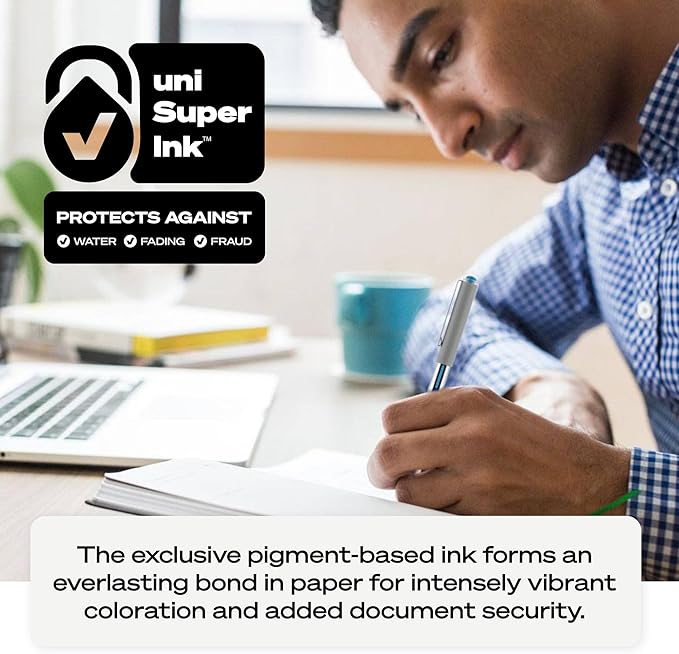 Uni-Ball Vision Rollerball Pens, Black Pens Pack of 12 - 0.7mm Fine Point Medium Black Ink - Teacher Pen, Japanese Pens, Smooth Writing Pens, Journaling Pens, School & Office Supplies