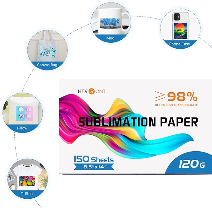 HTVRONT Sublimation Paper 8.5x14 inches - 150 Sheets Sublimation Paper Compatible with Inkjet Printer 120gsm…