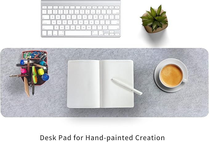 DawnTrees Felt Desk Pad,Keyboard Mat (35.5x12Inches),Large Felt Mouse Pad,Computer Desk Mat XL,Desk Protector for Office (Light Gray)