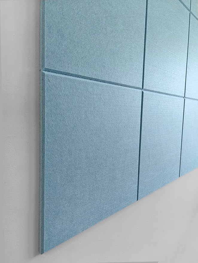 Cork Board 48 x 36 Alternative – 11.8x11.8x0.35 Inches 12 Pack Felt Wall Tiles with Safe Removable Adhesive, Large Cork Board for Office Walls Pin Board Cork Tiles for Classroom - Baby Blue