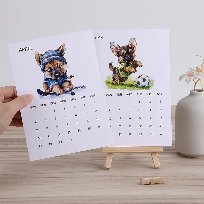 Small Desk Calendar 2025 - Sporty German Shepherd: Monthly Calendar with a Mini Easel Standing Dog Calendar for Home Office Decor Desk Accessories 5" x7" (Jan. 2025 to Dec. 2025)