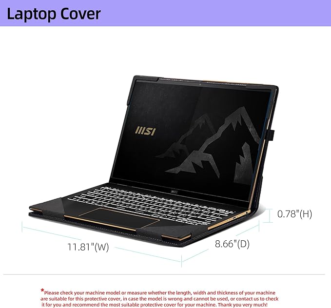 Laptop Cover for MSI Summit E13 Flip Evo Professional Laptop A11MT-022 /Summit E13 Flip Evo A12M / E13 FlipEvo A13MT 13" PU Leather Inside Pocket Cover (Gray)