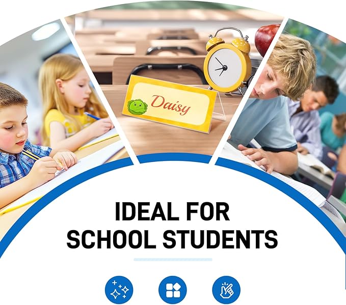 Set of 12 Acrylic Name Plates for Desks 3.15" x 7.87", V-Shape Tent Name Plate Display Clear Name Tent Holders for Office, School Classroom, Home, Conference, Meeting Rooms