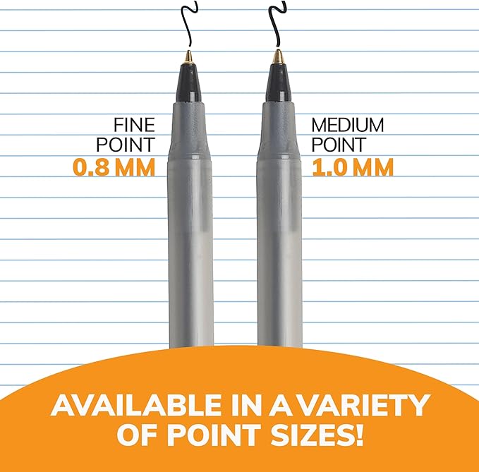 BIC Round Stic Xtra Precision Ballpoint Pen, Fine Point (0.8mm), Blue, 12-Count