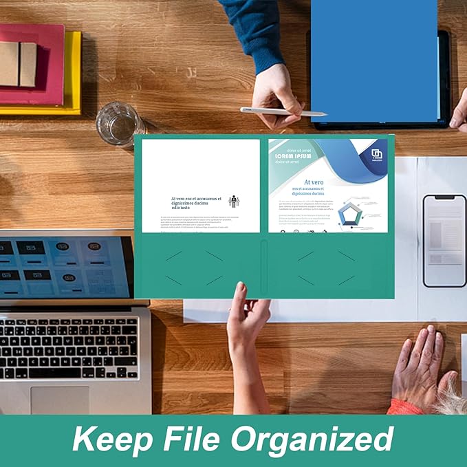 Two Pocket Folders, RAZCC 30 Pack 2 Pocket Folders Fit Letter Size Paper, Paper Folders with Pockets for School Office Business Home, Assorted 5 Colors