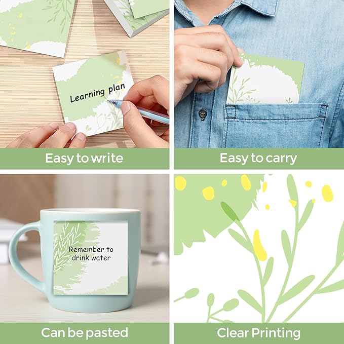 9 Pieces Boho Leaves Sticky Notes Leaves Notes Pads Self-Adhesive Sticky Memo Notes for School Work Office Home Supplies Students Teachers Present