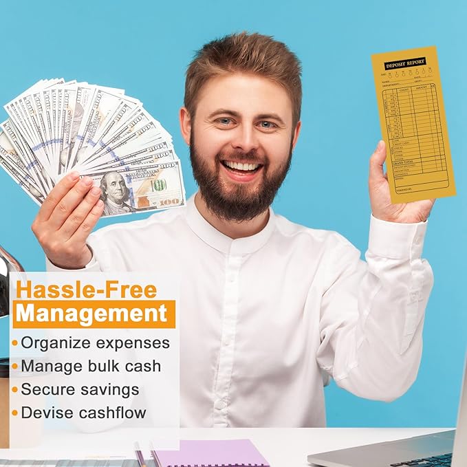 Qilery 1000 Pieces Cash Drop Envelopes Bulk Cashier Deposit Envelopes Budgeting Planning 4 1/8'' x 9 1/2'' Bank Envelopes for Cash, Small Business, Retailers Restaurants Kraft(Yellow)