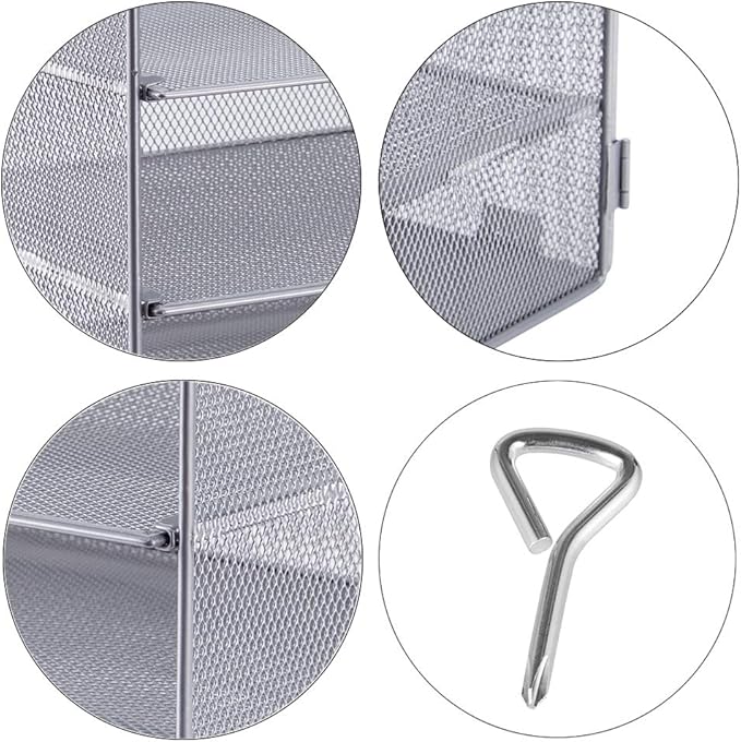 EASEPRES 5 Slot Mesh Desk Organizer Tray, File Paper Letter Folder Holder Desktop Paper Sorter Mail Organization Rack Storage Accessories, for Office Home School Classroom, Silver