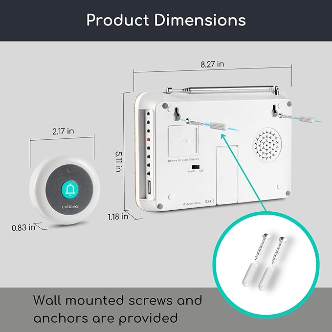 Wireless Call Light System with Call Buttons for Elderly at Home Call Bell for Clinic Seniors Assisted Living Emergency Wellness Center Hospital Restaurant, Maple Wood Texture