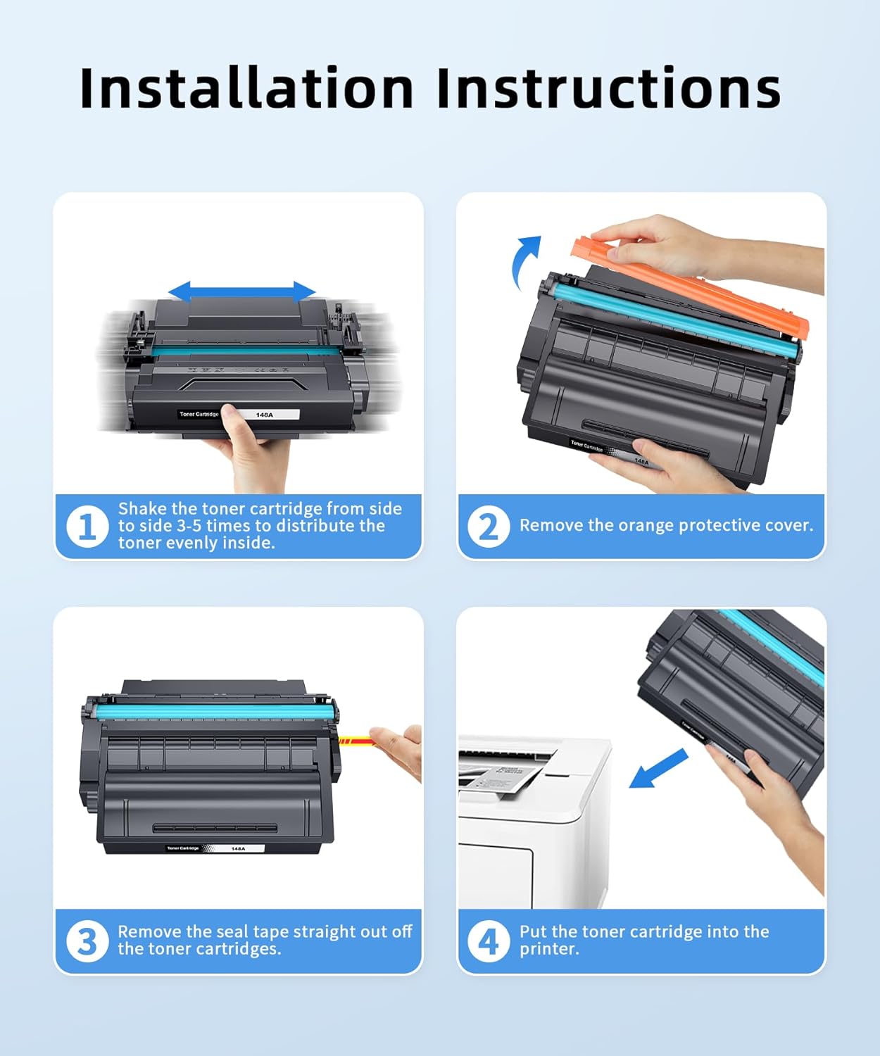 148A Toner Cartridge (with Chip) Compatible Replacement for HP 148 A 148X W1480A W1480X High Yield Black Toner Cartridge Use with Laserjet Pro 4001n 4001dn 4001dw MFP 4101fdw 4101fdn(2-Pack)
