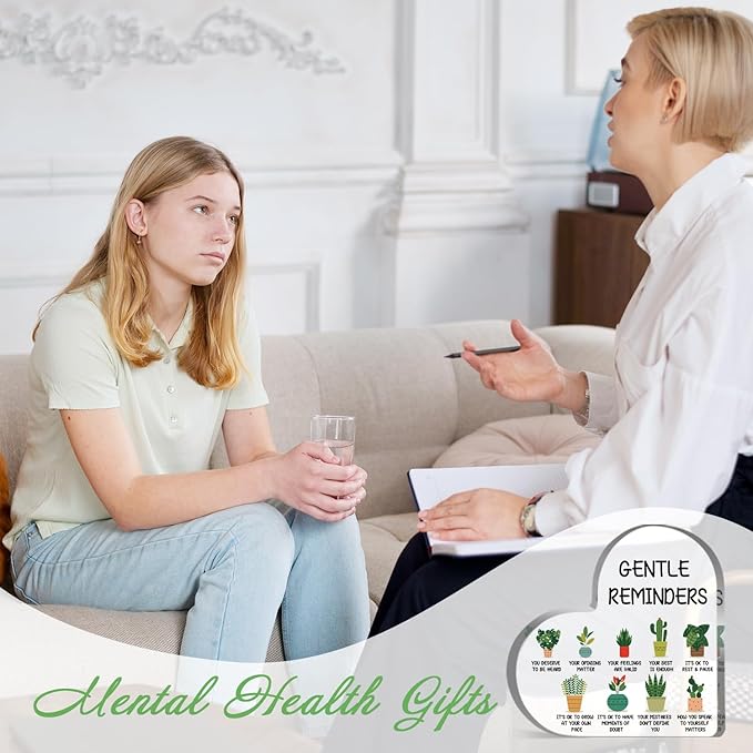 Gentle Reminders Positive Affirmations Decor - Desktop Art for Home & Therapy Office, Mental Health Awareness Gifts, Heart Acrylic Sign