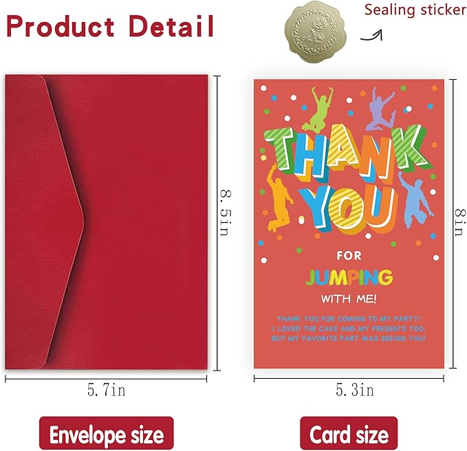 Jump Birthday party thank you card Trampoline Party Thank you note Bounce house party