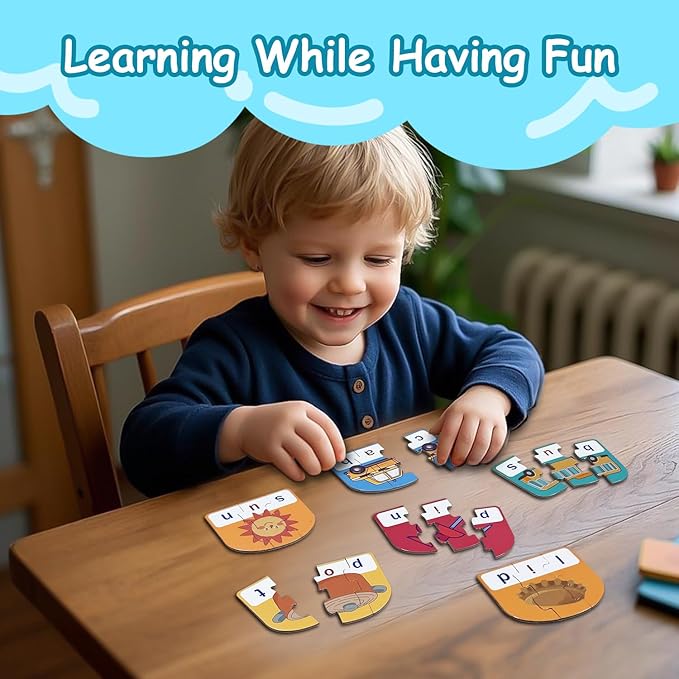 CVC Puzzle Cards for Kids – Phonics & Spelling Games for Toddlers, 3-Letter Word Puzzles for Preschool & Kindergarten, Perfect for Speech Therapy & Early Learning Classroom Essentials