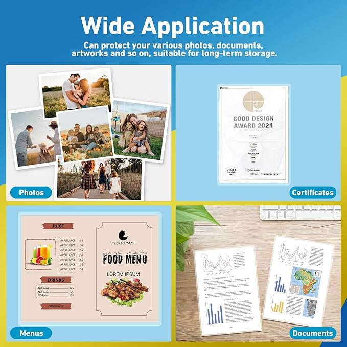 Uinkit Matte Thermal Laminating Sheets, 9 x 11.5 Inches 3 Mil Clear Anti-Glare with Matte Finish 30 Pack Fitted for Letter Size Laminating Pouches 8.5 x 11 inches