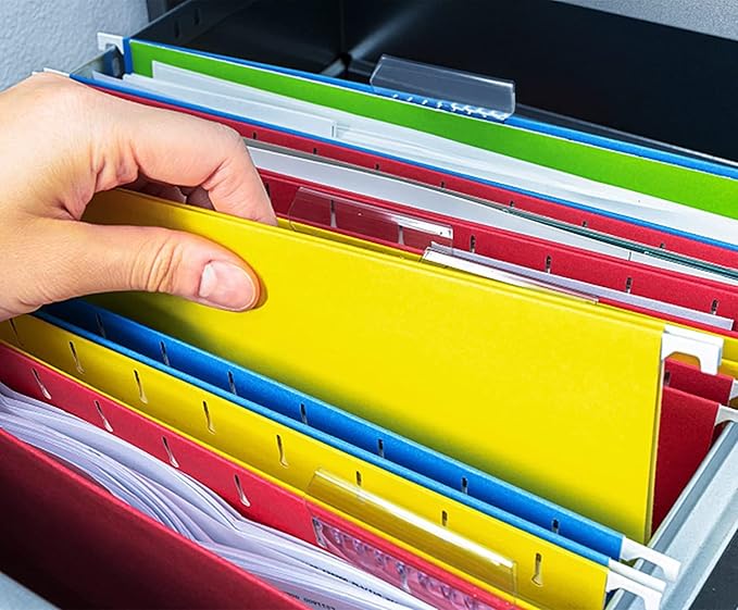 HERKKA Extra Capacity Hanging File Folders, 60 Pack Reinforced Letter Size Hanging Folders with Heavy Duty 3 Inch Expansion, Designed for Bulky Files, Medical Charts, Adjustable Tabs, Assorted Colors