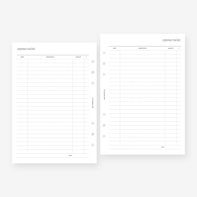A5 Expense Tracker Planner Insert Agenda Refill for Filofax A5, Kikki K Large, LV GM sized 6 ring agendas, 5.8 x 8.3