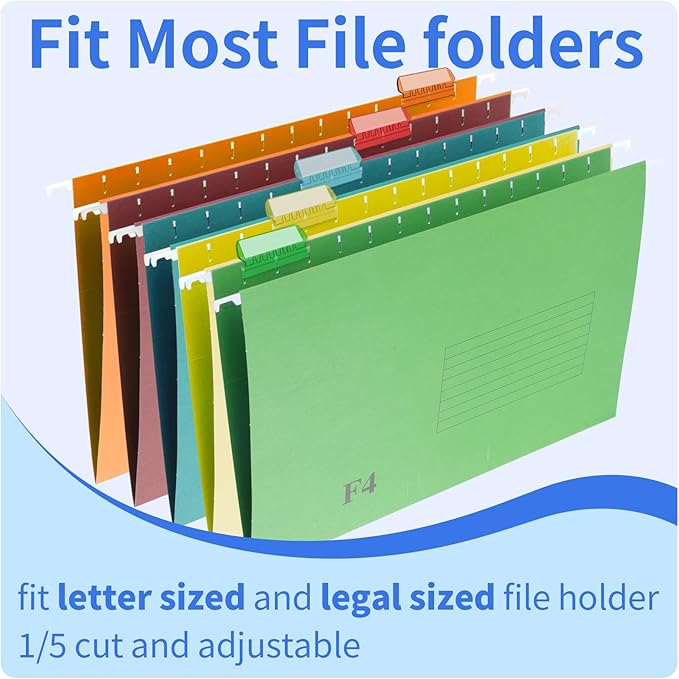 Hanging File Folder Tabs, 120 Pcs File Folder Tabs and 200 Pcs Inserts, File Tabs for Hanging Folders, Plastic Hanging Folder Tabs, Clear Hanging File Tabs for File Folders(Multicolor)
