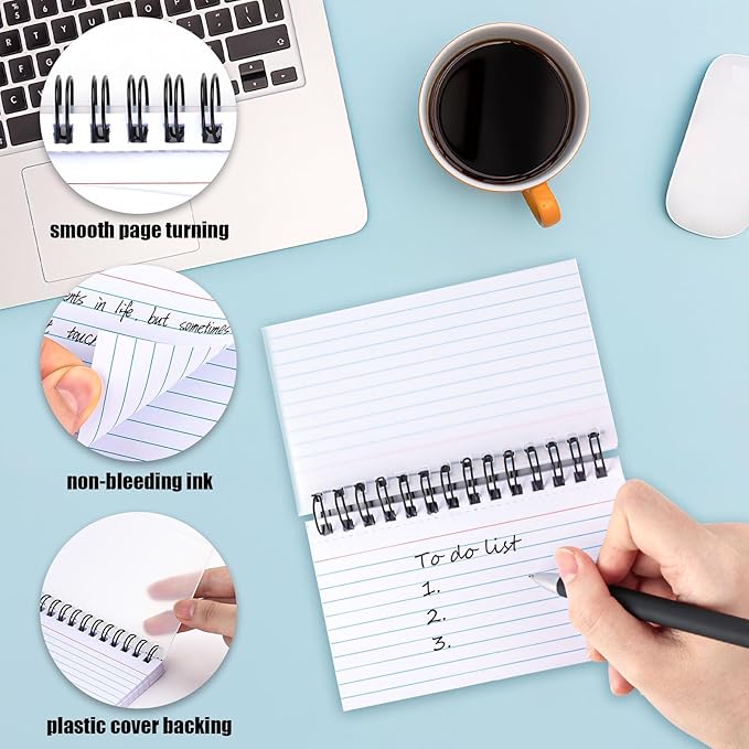 Koogel 400 Pages, 3 x 5 Inch White Learning Card Note Cards 8 Pack of White Paper Ring Bulk Index Cards for Home School Office