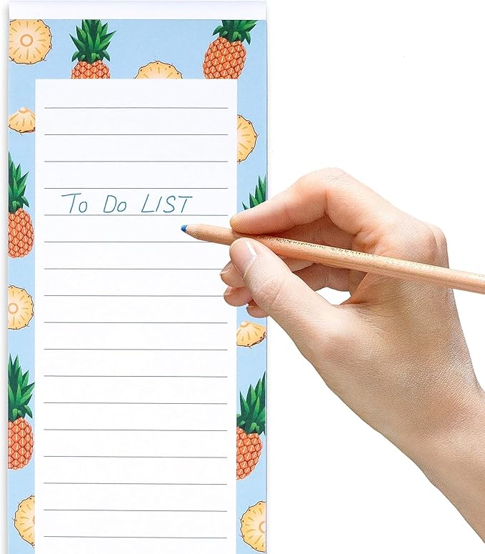 4 Large Magnetic Notepads – Big Notepads for Grocery List, Shopping List, To-Do List, Reminders -Strong Magnetic Back- Memo Pads with Realistic Fruit Designs | 60 Sheets per Pad 9 x 3.5 inch (4 Pack)