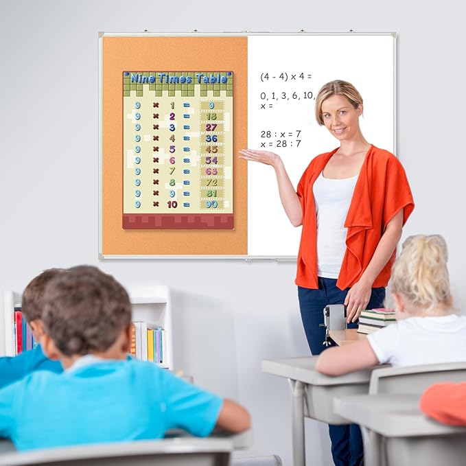 DOLLAR BOSS Foldable Cork Board White Board Combo 60 x 40 Inch Extra Large Magnetic Whiteboard Dry Erase Bulletin Board Portable Double Sided Aluminum Frame Pin Board for School Office with Markers