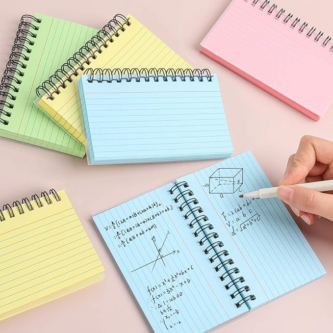 Koogel 400 Pieces Multicolor Index Cards, 3x5 Inches Ruled Index Cards Sprial Note Taking Paper in Multiple Colors for School, Learning, Memory, Recipe, Memo Scratch Pad, DIY Greeting Card