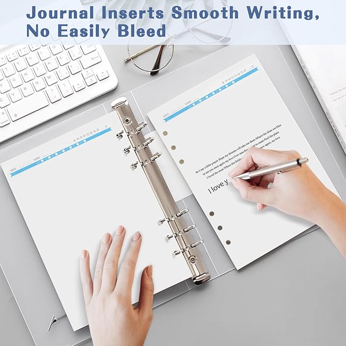 A5 Refills Paper, A5 Binder Planner Loose Leaf Paper,120 Sheets (240 Pages) 6-Hole Notebook Refills for 6-Ring Refillable A5 Ring Binder Notebook Planner, Blank Paper