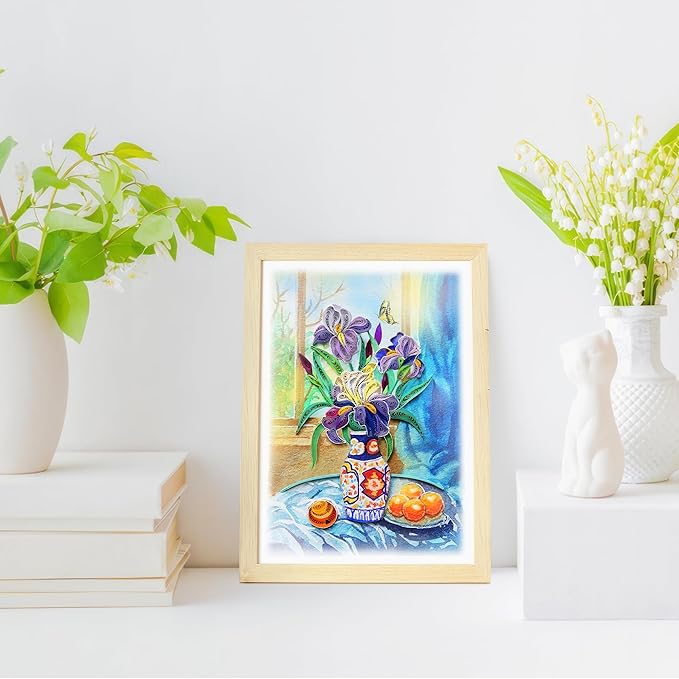 KingKraft Iris Flower Quilling Card, Handcrafted Greeting Card for All Occasions, Birthday Card for Mom, Thinking of You, Get Well, Anniversary, Valentines Day, Mothers Day Card, Blank Inside