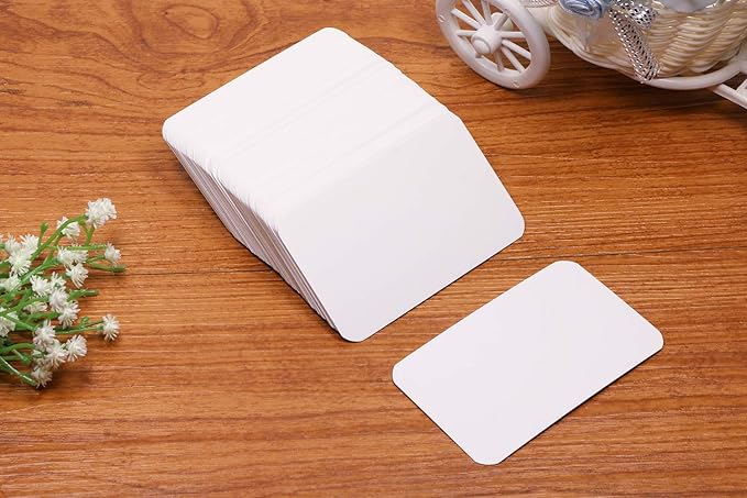 Penta Angel 100 Pcs Mini Paper Blank Gift Notes Cards DIY Craft Small Word Business Message Cards (White)