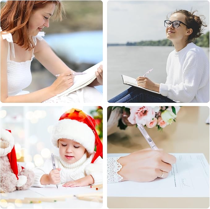 10 Count Pastel Gel Ink Pen Set,Cute Note Taking 0.5mm Fine Point Retractable 10 Count Black Ink Pens with for Writing, Journaling, School, Office (White)