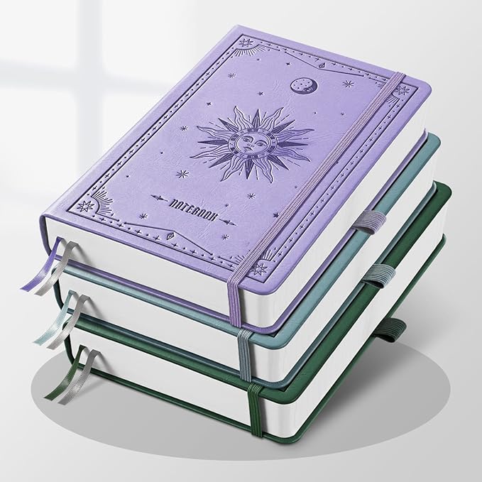 EMSHOI Blank Notebook Journal - 320 Pages, 100gsm Thick Paper, A5 Hardcover Leather, Art Sketchbook for Drawing, Unlined, Plain Sketch Book for Women Men Work Writing, 5.75 x 8.38, Light Purple