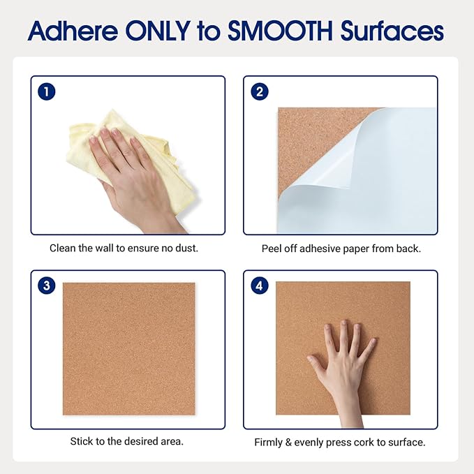 Cork Bulletin Square Board for Walls - SVOPY 4 Pack Extra Thick 12x12 Inches Cork Board Tiles for Home Office Decor, Cork Sheet,School Message Board Decorative Display Boards