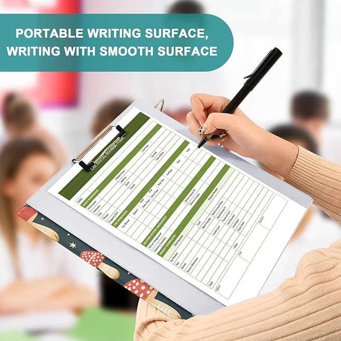 Cute Mushroom Red 3 Ring Binders with Clipboard File Folder for Office School with Pocket, 1 Pack, E01W24021