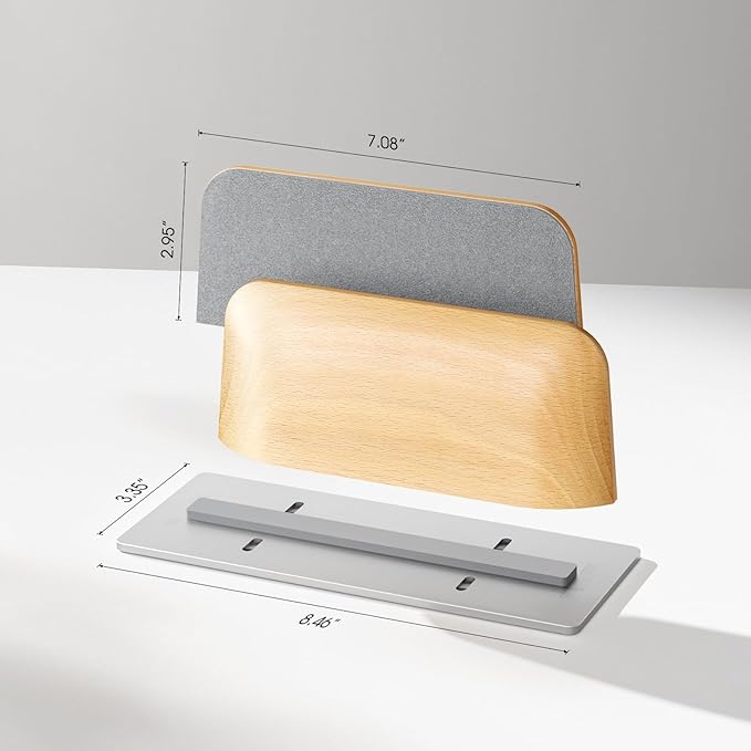 UPERGO Vertical Laptop Stand for MacBook, Wooden Laptop Holder Vertical for Desk Compatible with MacBook Pro and Other Laptops