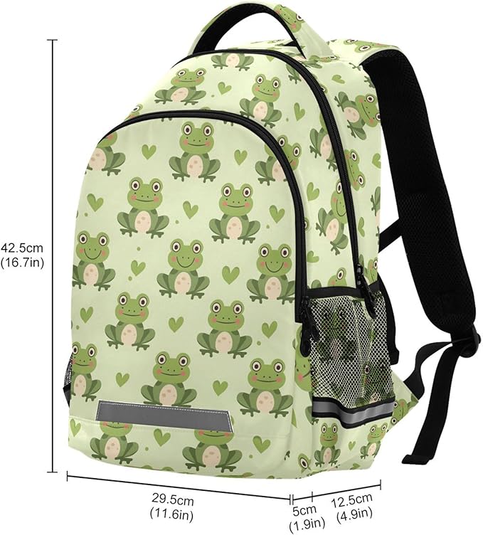 MNSRUU Laptop Backpack with Chest Strap, Frog School Backpack, Travel Hiking Backpack for Boys Girls Teen Adult, Rucksack, Knapsack