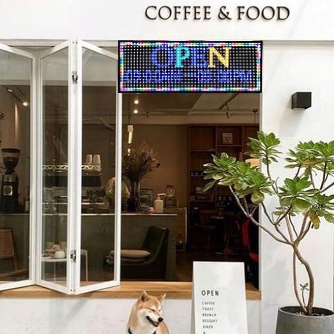 P10 Digital Scrolling Led Sign Board Programmable, Outdoor Waterproof Full Color High Brightness Wifi Control, for Business Store Restaurant Window 39''x14''