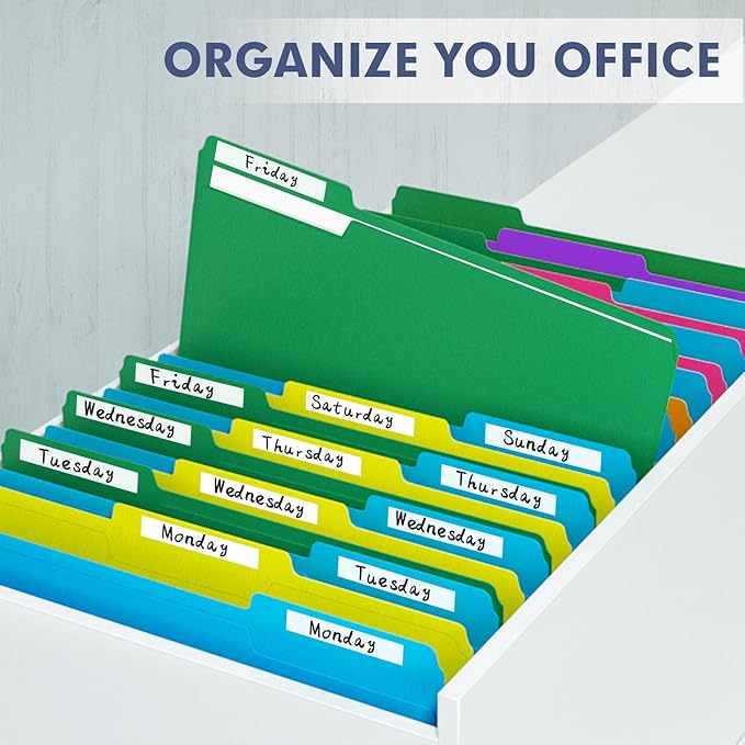 File Folder, PANDRI 120 Pack Colored File Folder, 1/3 Cut Tab, Letter Size, Assorted 6 Colors Filing Folder for Office School Business