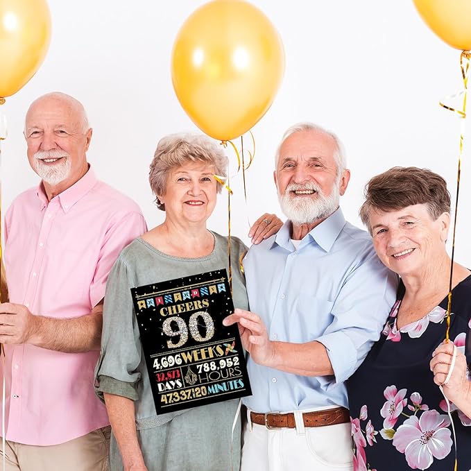 90th Birthday Card, 90th Birthday Decorations for Women Men, 90th Birthday Gifts for Grandma Grandpa, Back in 1935 Birthday Card, Black Gold